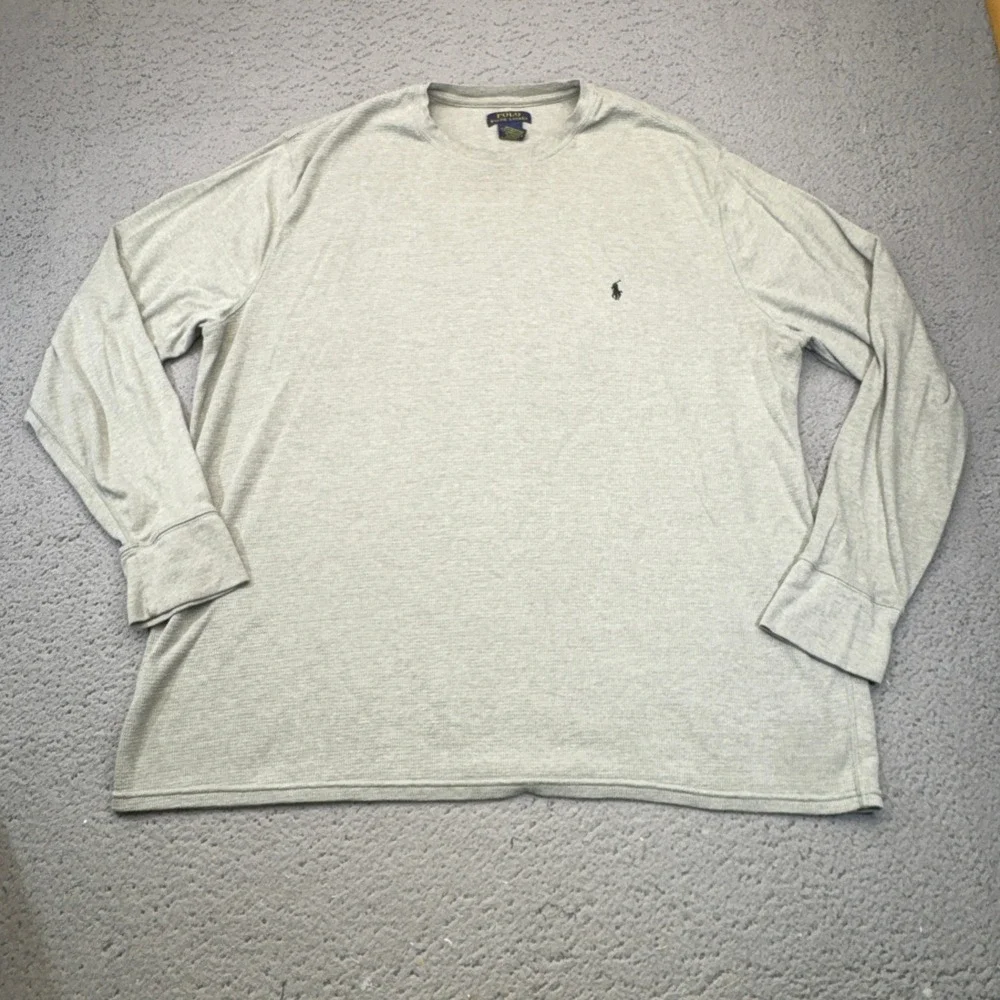 Polo Ralph Lauren Shirt Mens 3XL Gray Long Sleeve Pony Waffle Knit Thermal